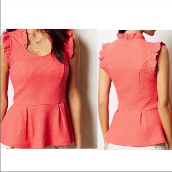 Anthropologie Tops - Anthro Postmark textured ruffle peplum top